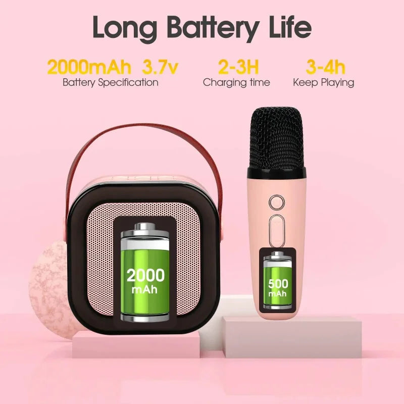 Mini Caixa de Som Karaokê com Microfone