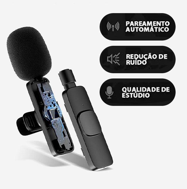 SonusPro - Microfone de lapela sem fio | LEVE 2 PAGUE 1 - Mega Store