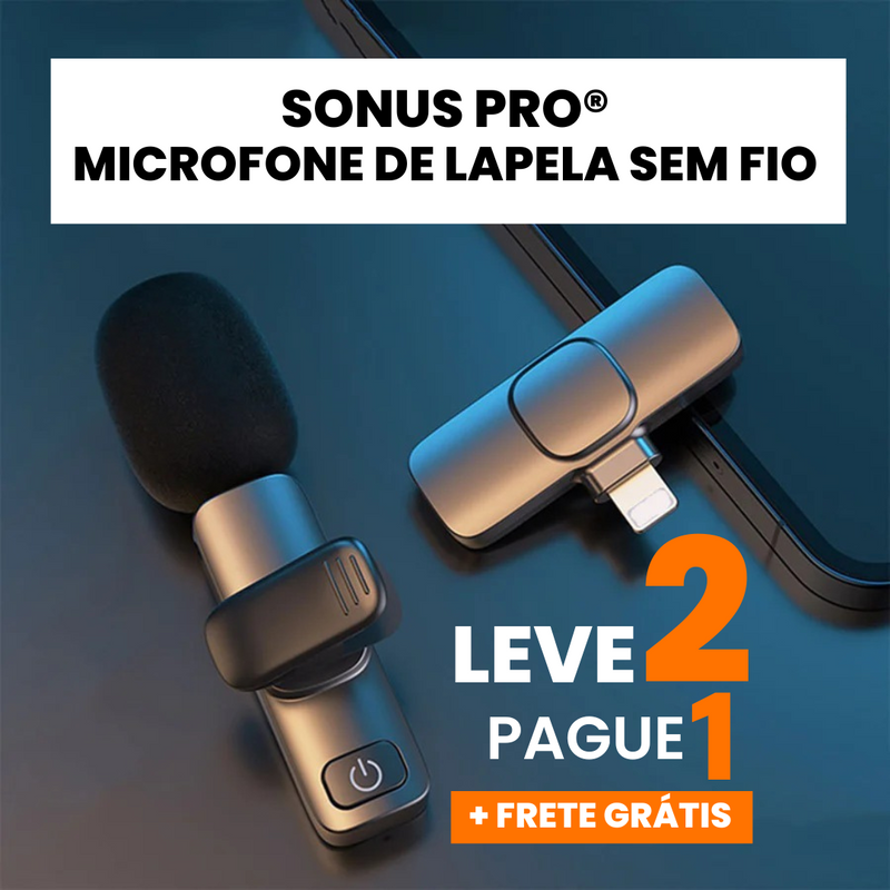 SonusPro - Microfone de lapela sem fio | LEVE 2 PAGUE 1 - Mega Store